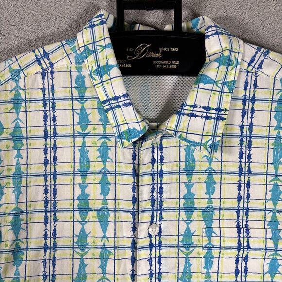 Columbia Pfg S/s Button Down Shirt Men’s Medium Plaid Fish AOP Tuna - Picture 3 of 10